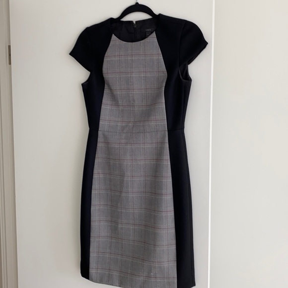 JCrew Navy Plaid Work Dress - Picture 1 of 5